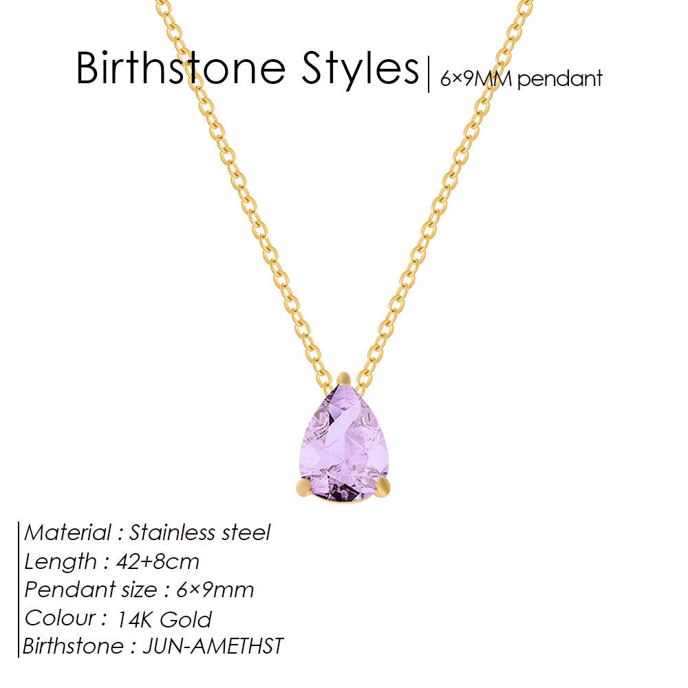 Stainless Steel Stylish Water Drop Zircon Necklace - Norellé