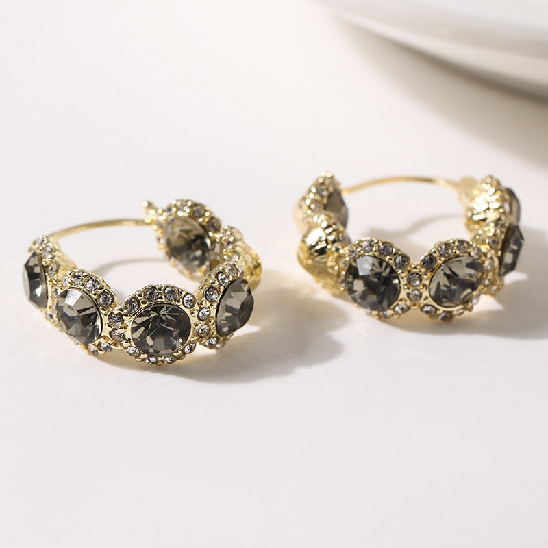 High-grade Gray Diamond Ring Ear Clip Earrings For Women - Norellé