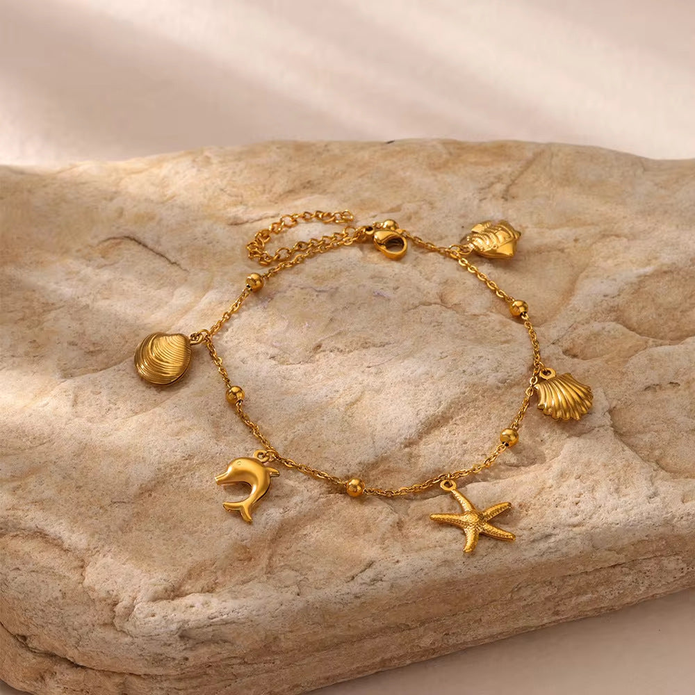 Dolphin Starfish Shell Pendant Ocean Series Anklet - Norellé