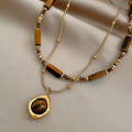 Autumn And Winter Maillard Beaded Tigereye Pendant - Norellé