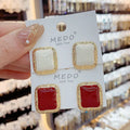 Geometric Metal Drip Glazed Square Stud Earrings - Norellé