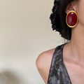 Oval Resin Stud Earrings European And American High Profile Retro - Norellé