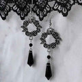 Gothic Rose Black Crystal Pendant Earrings Retro Fashion - Norellé
