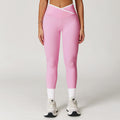 Nude Feel Skinny Yoga Pants Cross High Waist Contrast Color Women - Norellé