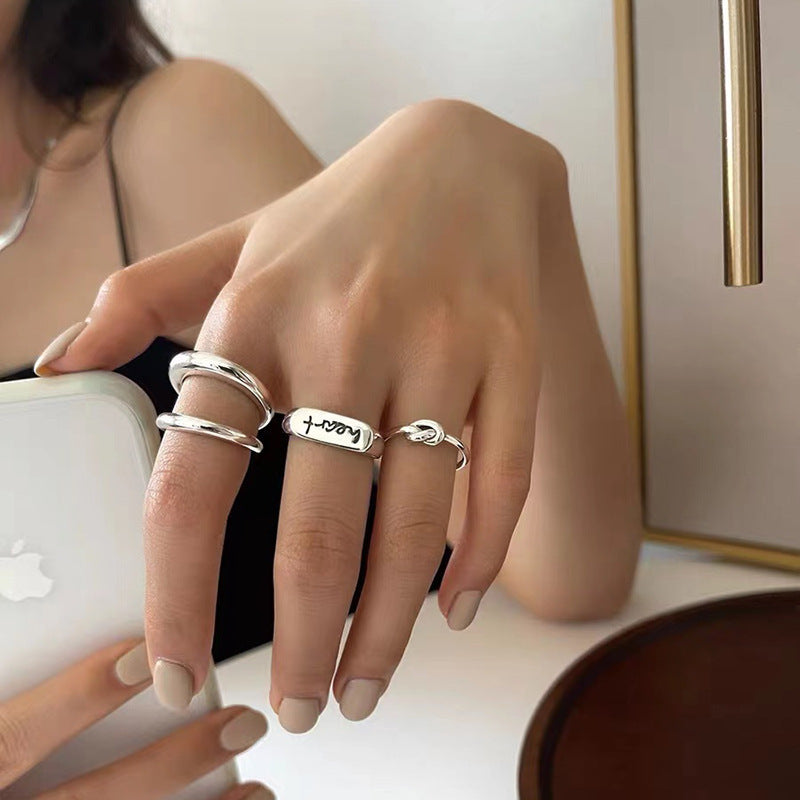 Letter Line Double-layer Ring Female Retro Fashion Elegance - Norellé