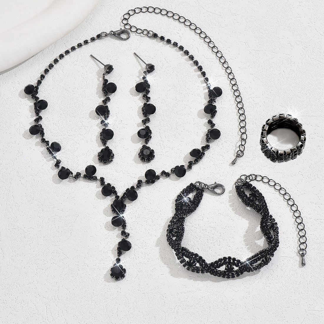 Fashion Crystal Necklace Ear Stud Bracelet Jewelry Accessories - Norellé
