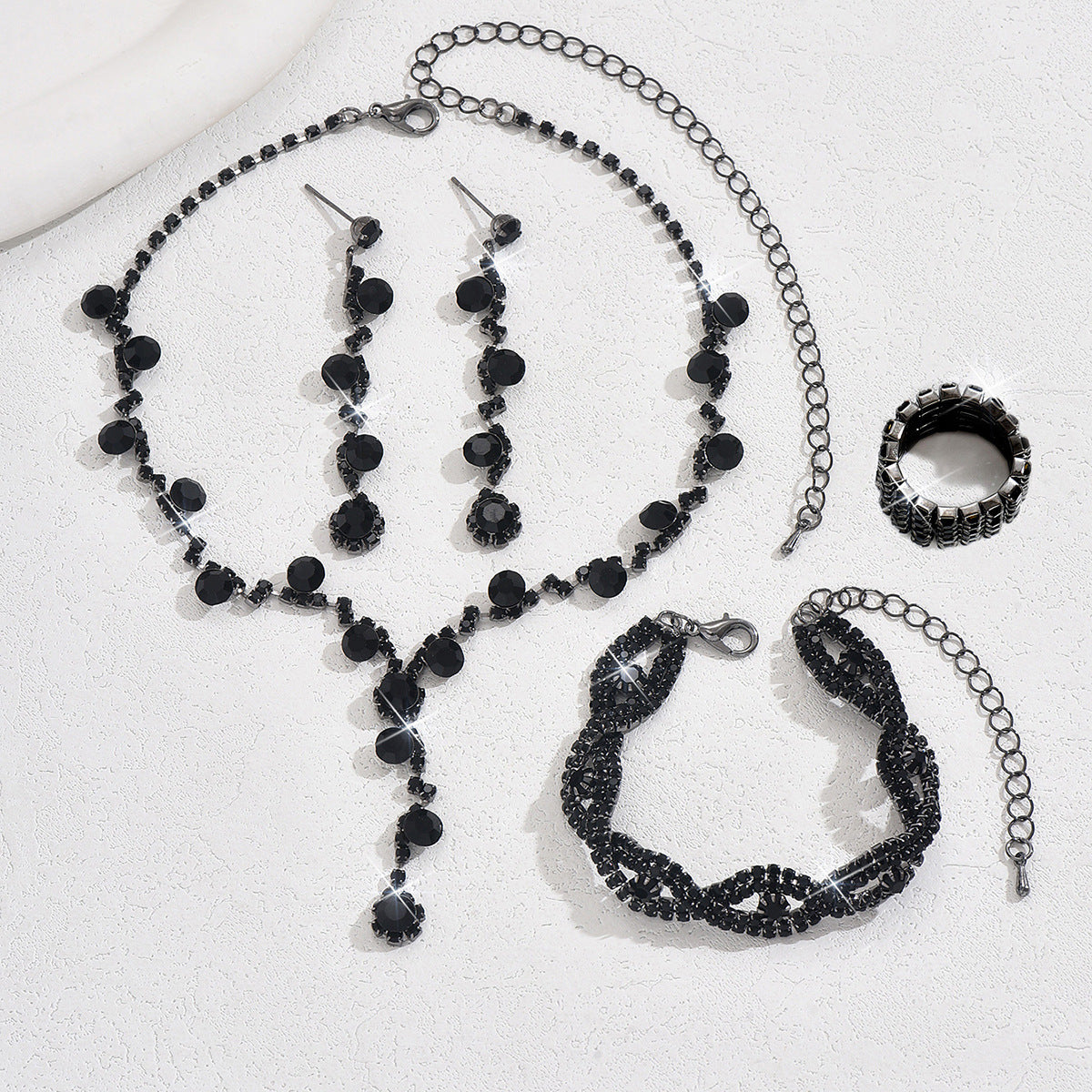 Fashion Crystal Necklace Ear Stud Bracelet Jewelry Accessories - Norellé