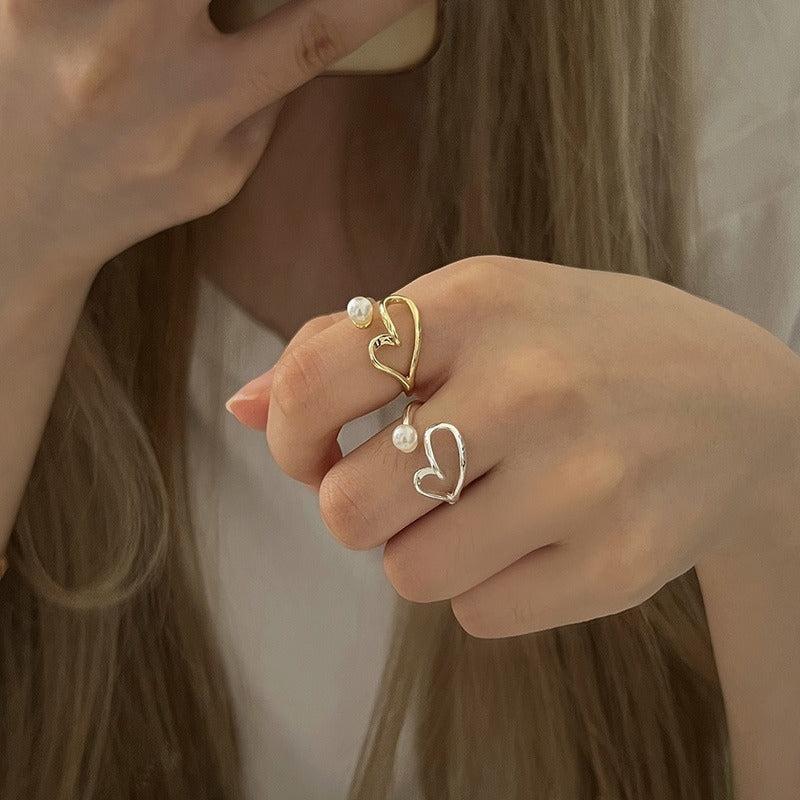 Personalized Love Pearl Line Ring Fashion - Norellé