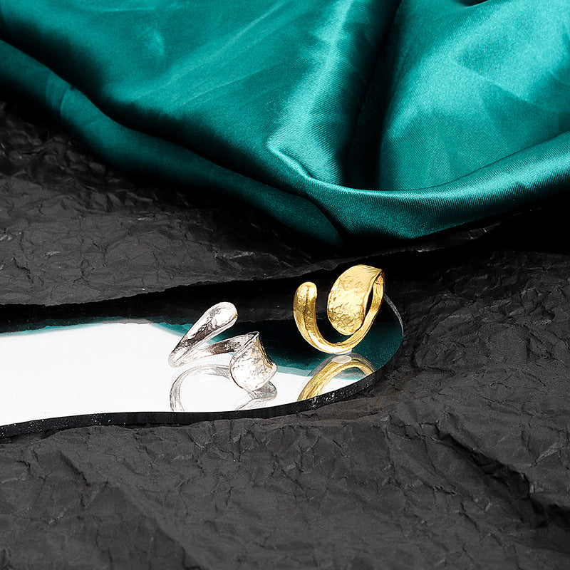 Irregular Concave And Convex Water Drop Gold And Silver Ring - Norellé