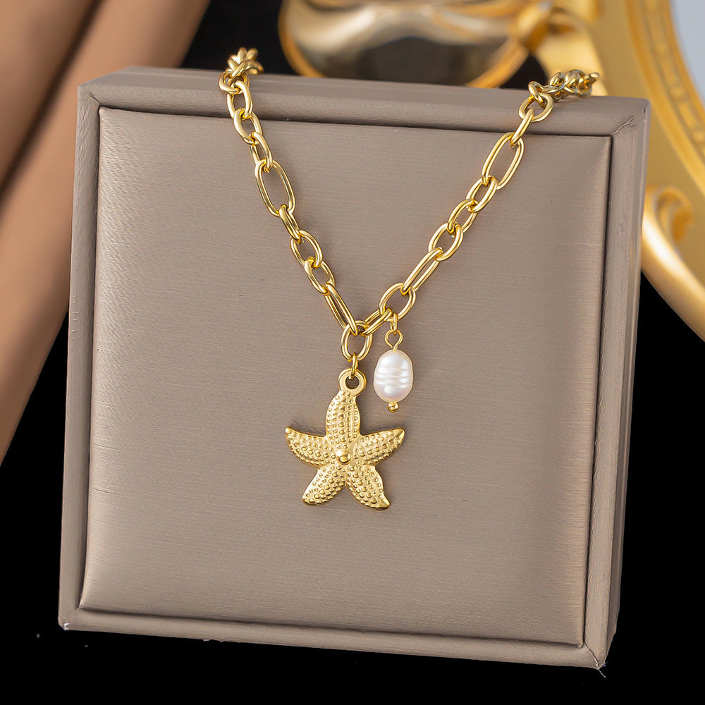 Fashion Stainless Steel Starfish Shell Necklace - Norellé
