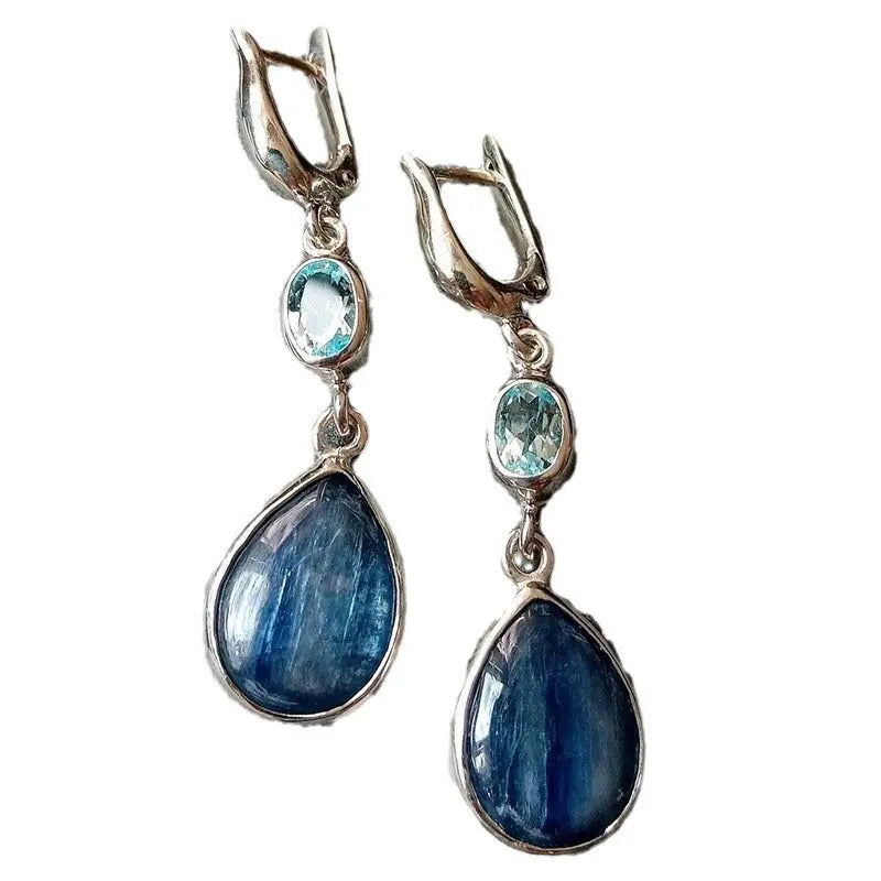 Drop Shaped Blue Gem Earrings - Norellé