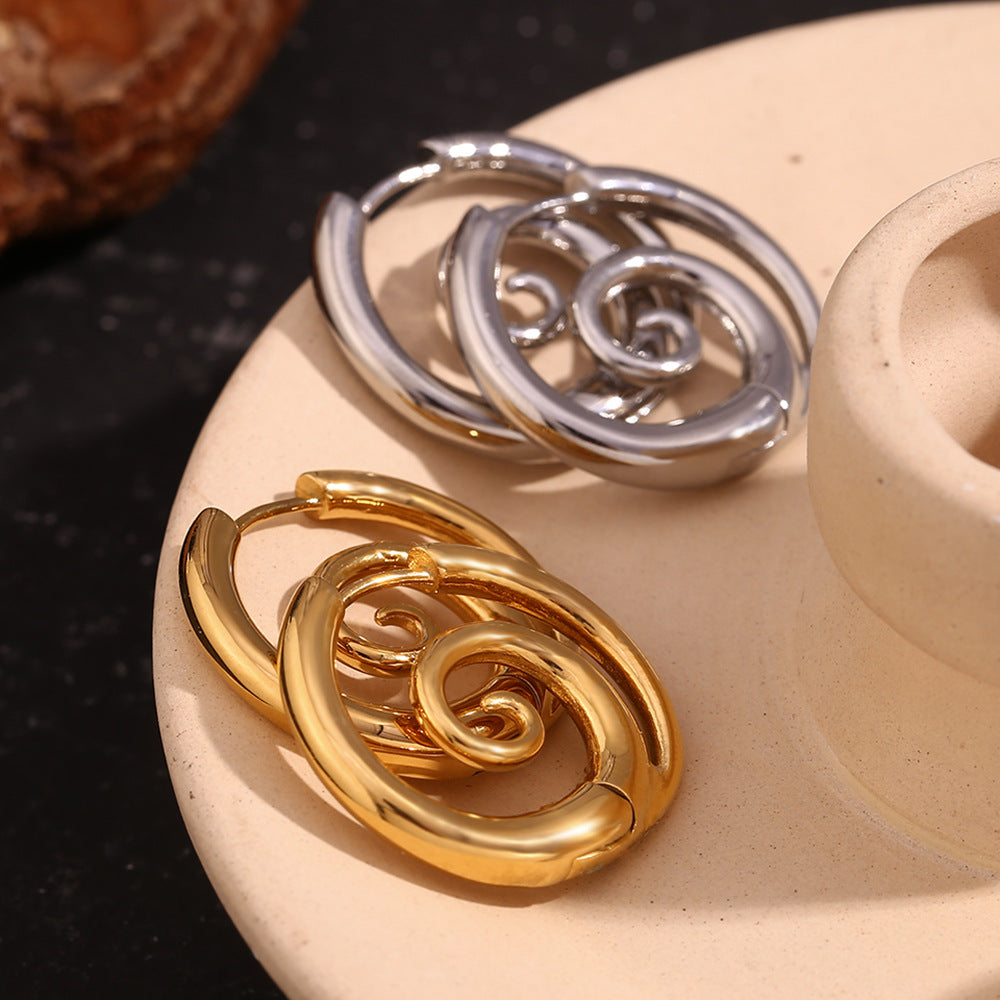 Stainless Steel 18K Gold Plating Simple Spiral Snail Earrings - Norellé