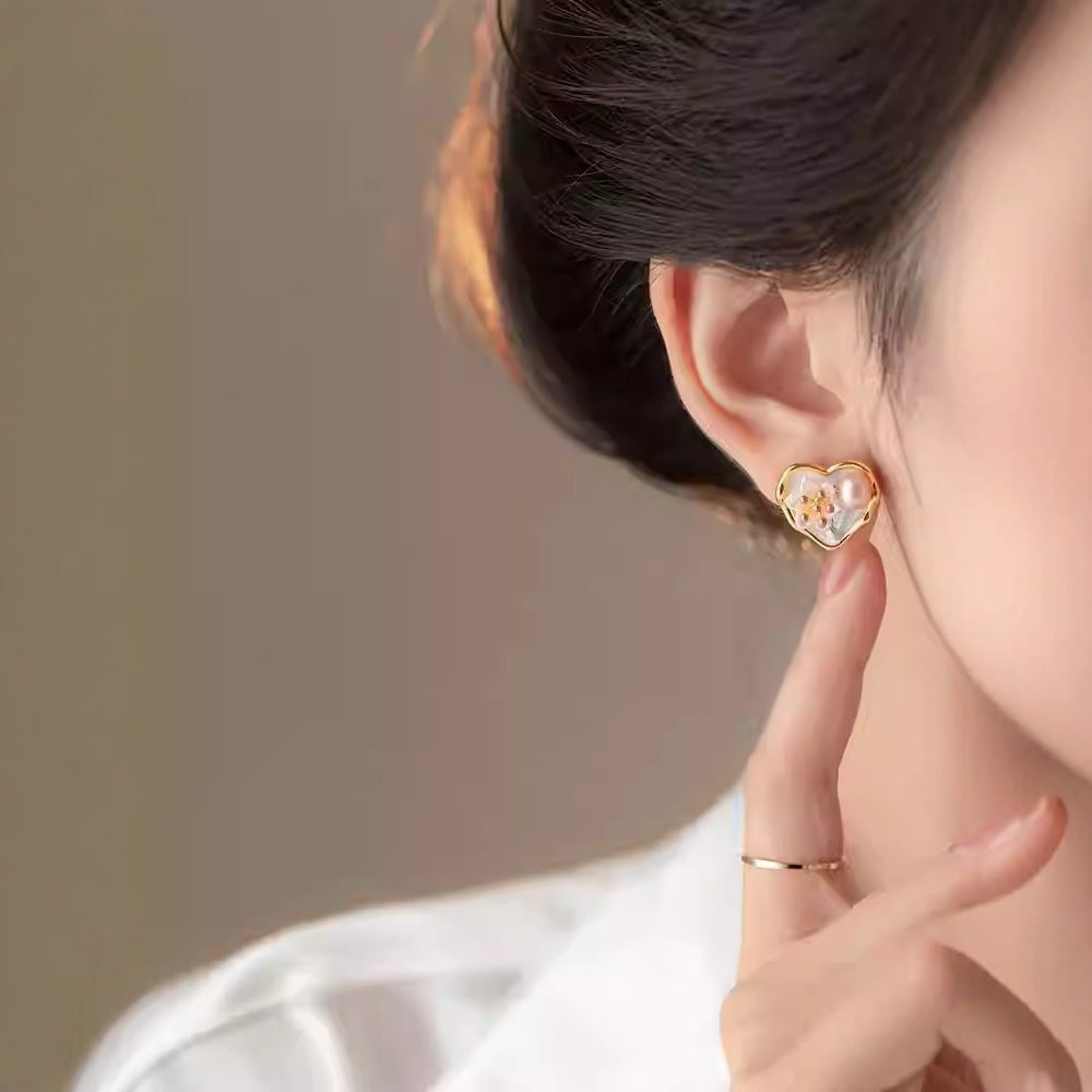 Jardin Monet Oil Painting Flower Pearl Earrings - Norellé
