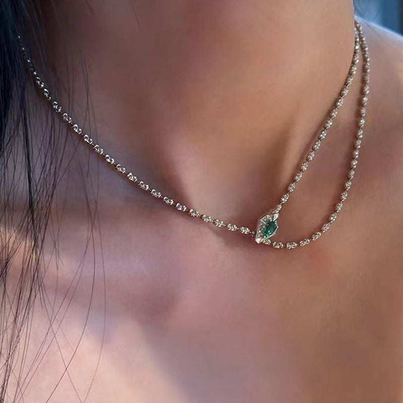 Cool Green Zircon Snake Delicate Style Necklace - Norellé