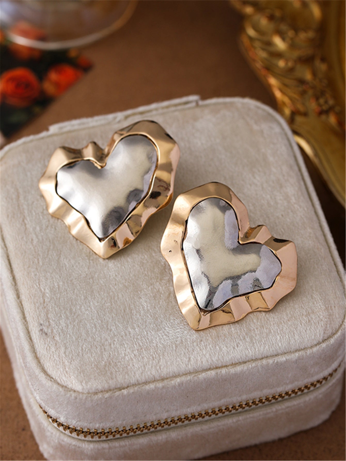 New European And American Fashion Love Color-block Ear Stud - Norellé