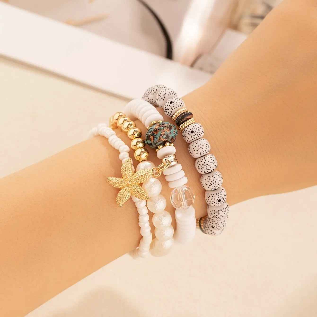 4 PCs Ethnic Pearls Elastic String Xingyue Bodhi - Norellé