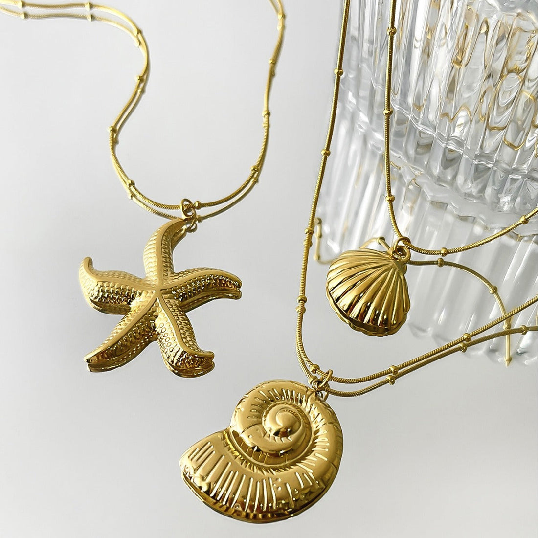 Stainless Steel Ocean Elements Cold Real Gold Electroplated Color Necklace - Norellé