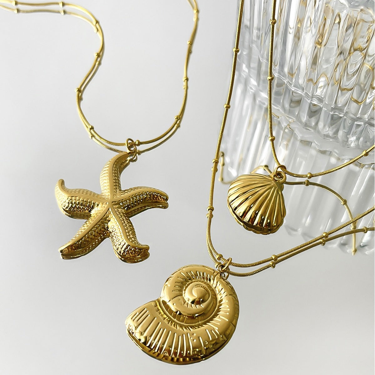 Stainless Steel Ocean Elements Cold Real Gold Electroplated Color Necklace - Norellé