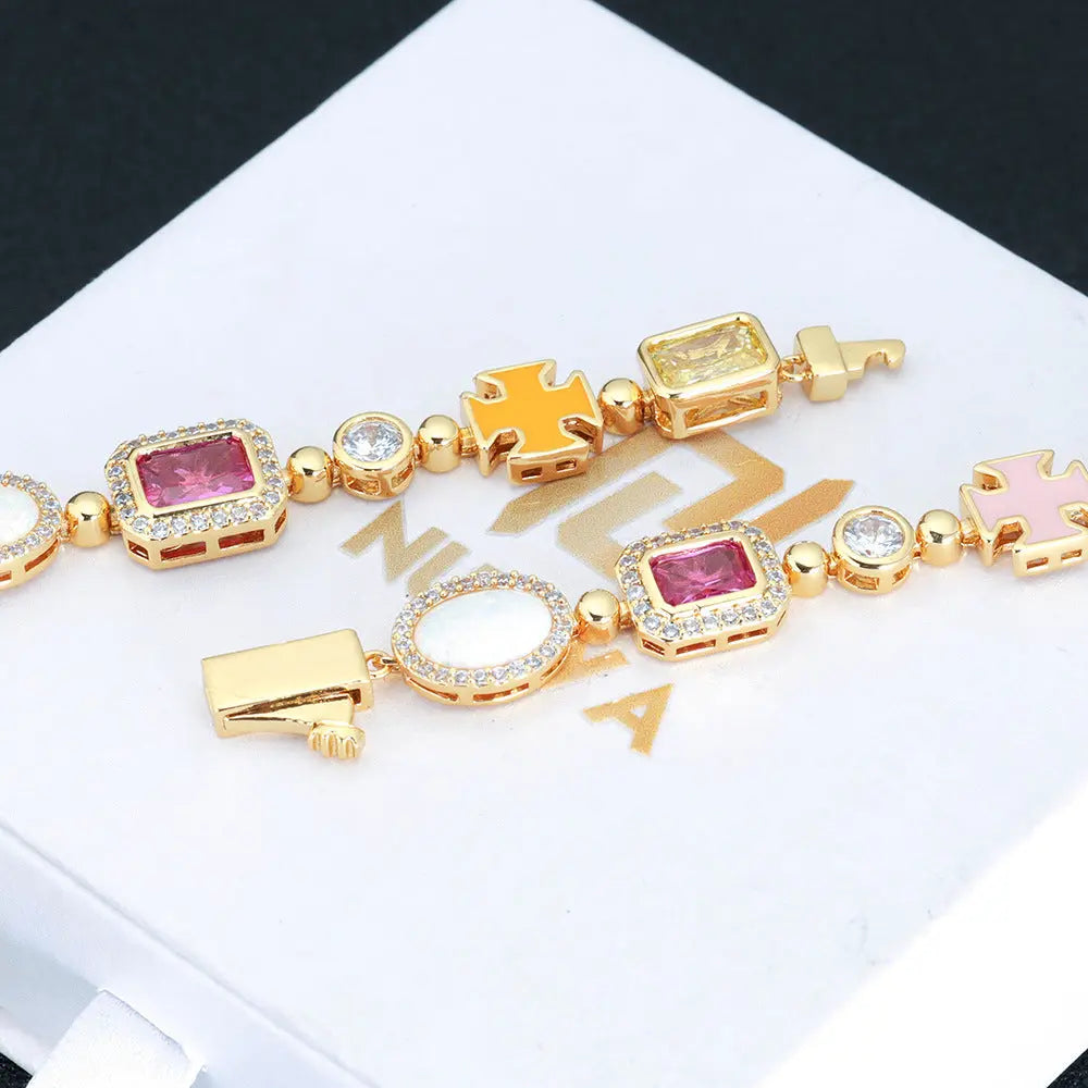 Hip Hop Color Gemstone Jewelry Bracelet Female Accessories - Norellé