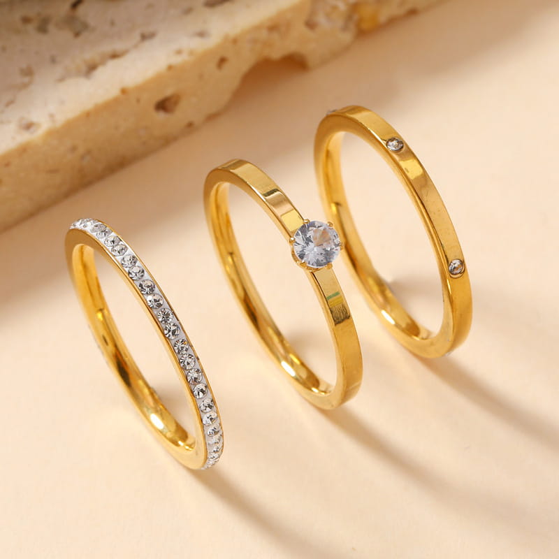 Stainless Steel Ring Three-piece Set