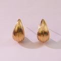 Exaggerated Advanced 18K Gold Stripes Water Drop Ear Studs Personality - Norellé
