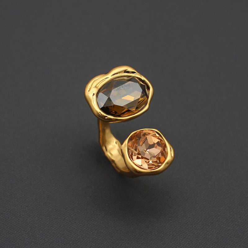 Zhonggu Rhinestone Simple Bracelet Ring Opening Adjustable Large Gem - Norellé