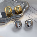 Large Glossy Square Stud Earrings Niche High Sense - Norellé
