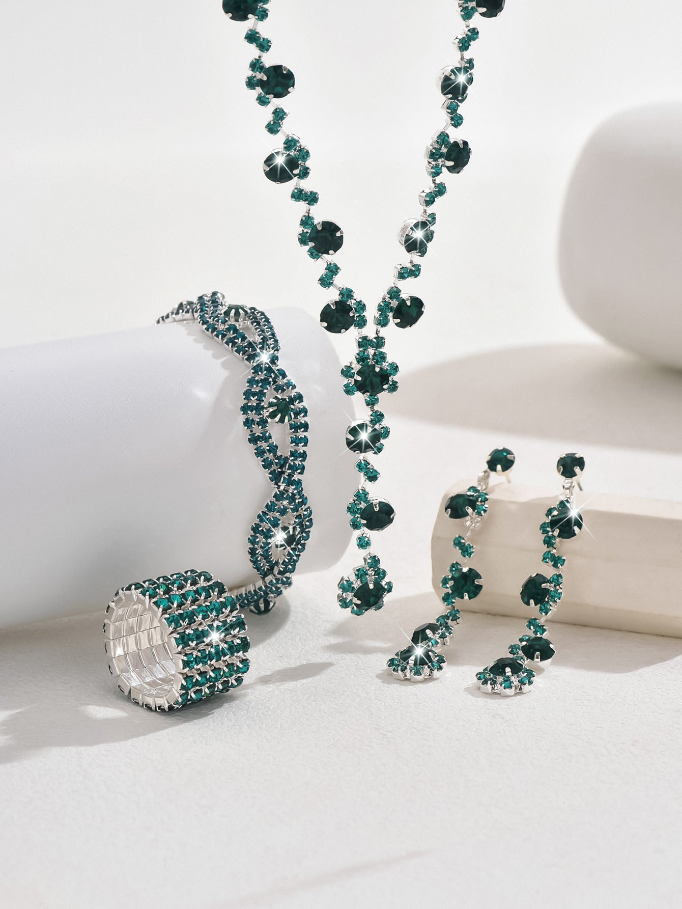 Fashion Crystal Necklace Ear Stud Bracelet Jewelry Accessories - Norellé