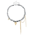 Heart Tassel Pendant Irregular Beaded Clavicle Necklace - Norellé