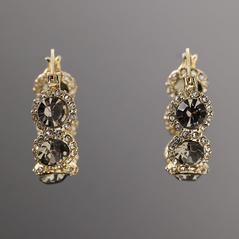 High-grade Gray Diamond Ring Ear Clip Earrings For Women - Norellé