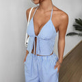 Summer Stripes Vest Plus Stretchy Straight-leg Pants Casual Two-piece Suit - Norellé