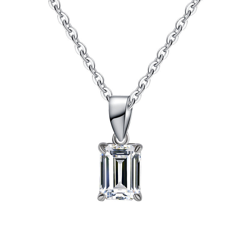 Sterling Silver Rectangular Pendant Clavicle Chain - Norellé