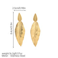 Stainless Steel Leaf Pendant Metal Leaf Texture Earrings - Norellé