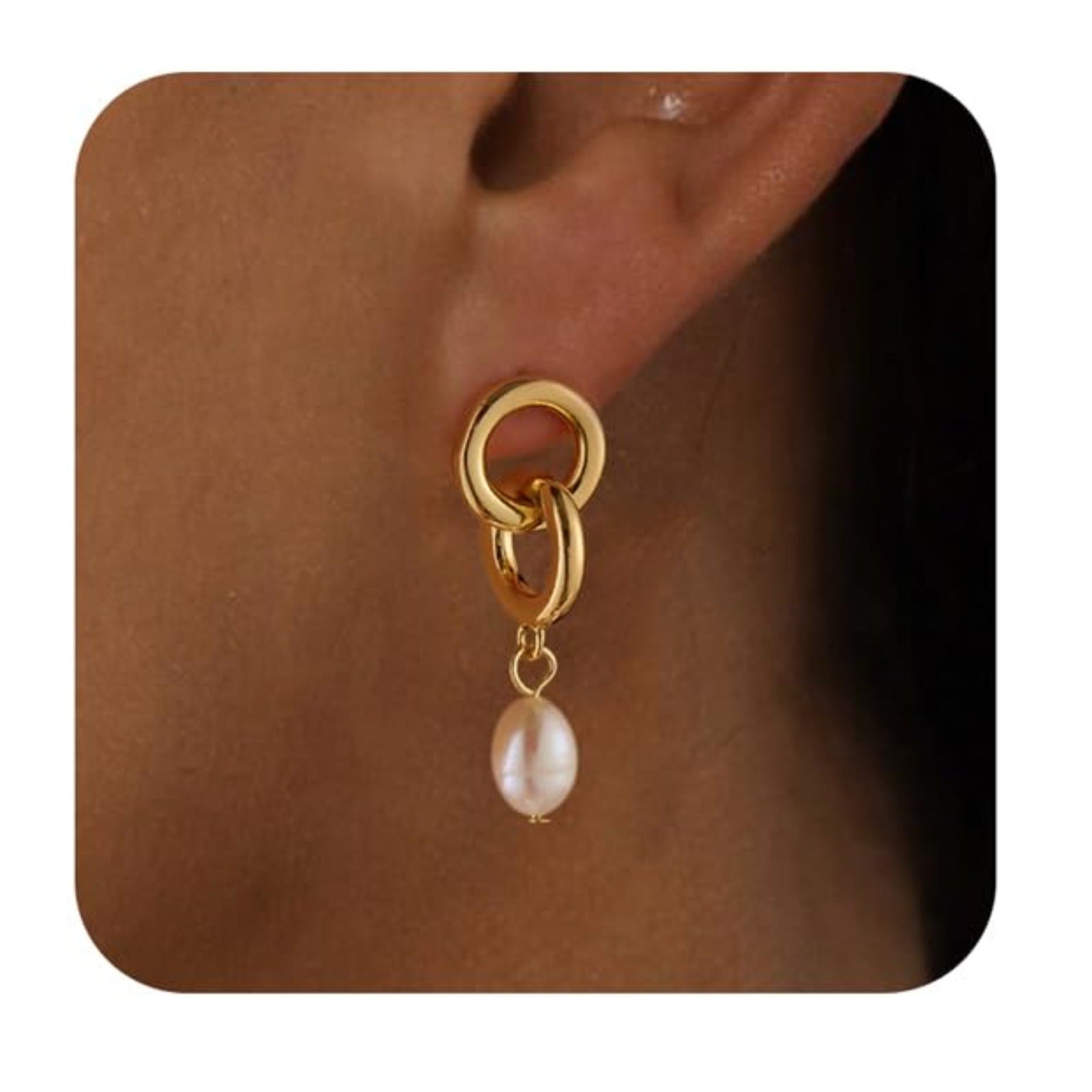 Real Gold Brass Electroplating France Vintage Pearl Earrings Suit - Norellé