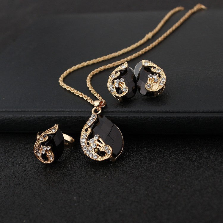 Geometric Gem Earrings Necklace Jewelry Suit - Norellé