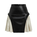 Skirt High Waist PU Stitching Skirt - Norellé