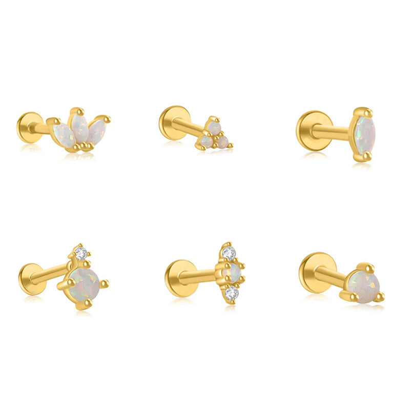 Flat-head Screw Twist Stud Earrings Opal Earrings - Norellé