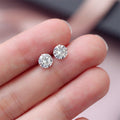Round Silver Pin Zircon Ear Studs Earrings - Norellé