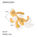 Stainless Steel Flower Pearl Ring Exaggerated High Sense - Norellé