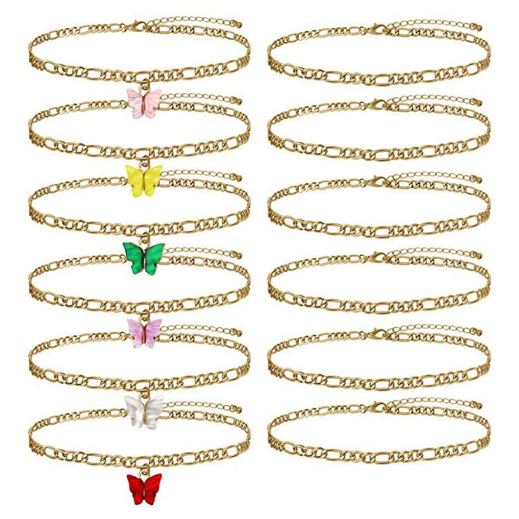 Simple Color Acrylic Butterfly Anklet - Norellé
