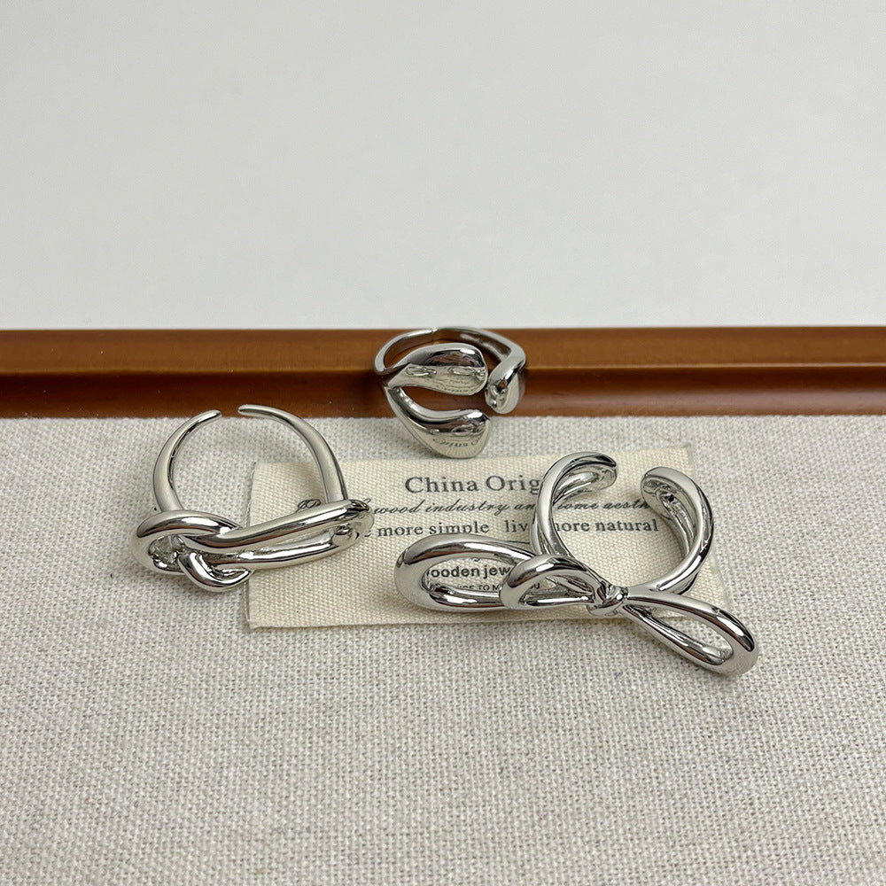 Simple High-grade Silver Metal Bow Ring Women - Norellé