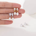 Freshwater Pearl Water Drop Pear-shaped Zircon Earrings - Norellé