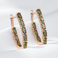 Double Layer Oval Olive Green Zircon Luxury Dangle - Norellé