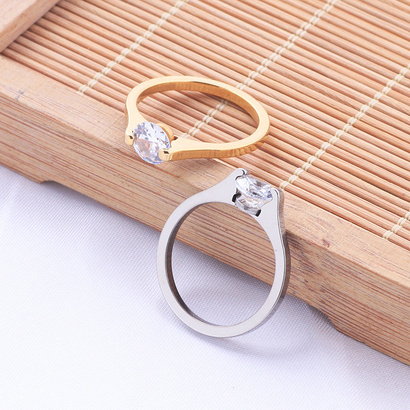 Fashion Diamond Ring Titanium Steel Ornament Simple Female Niche Jewelry Stainless Steel - Norellé