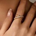 New European And American Zircon Three-layer Cross Ring For Women - Norellé