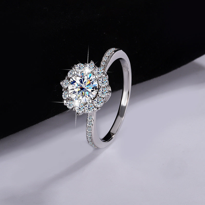 S925 Silver Moissanite Star River Diamond Ring Platinum Plated - Norellé