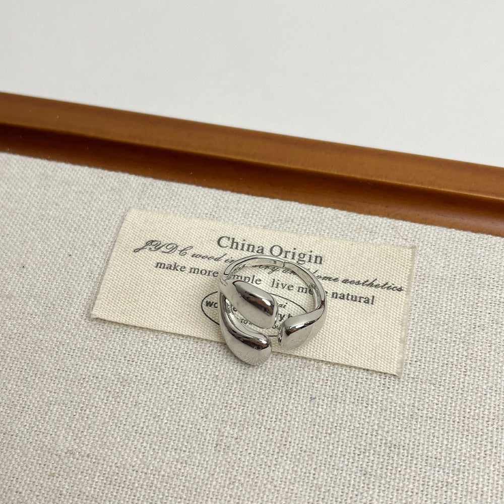 Simple High-grade Silver Metal Bow Ring Women - Norellé