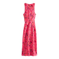 Casual Flower Printed Silk Satin Texture Dress - Norellé