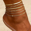 New 6-piece Anklet Personality Chain Like Flat Snake - Norellé