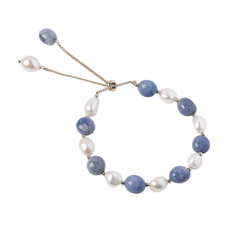 Blue Aventurine Freshwater Pearl Crystal Bracelet For Women - Norellé